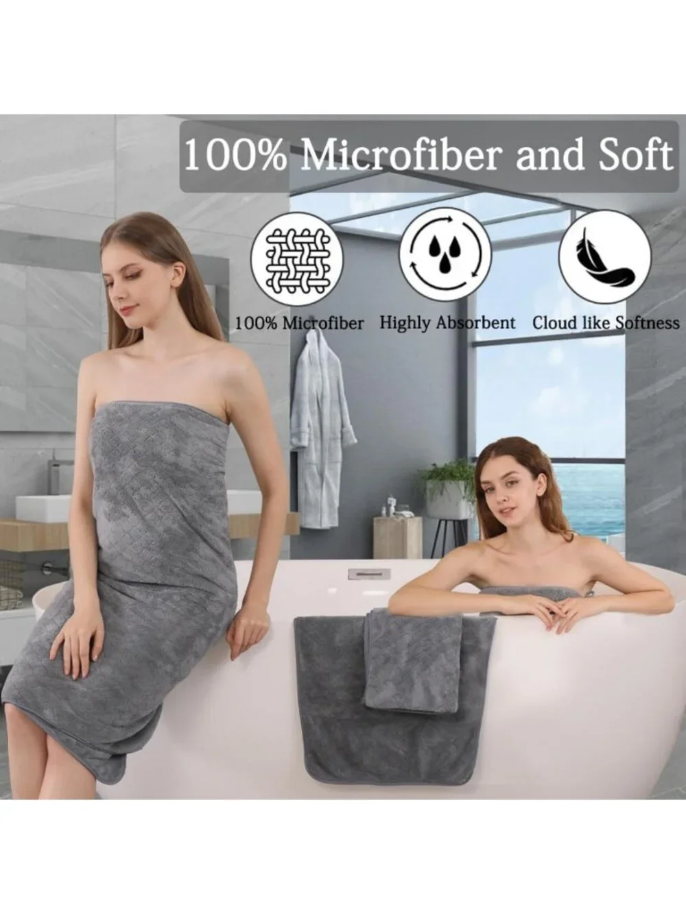 12-Piece Luxury Bath Towel Set - Extra Absorbent, Soft & Quick Dry - Grey Family